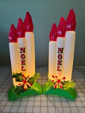 Vintage Empire Noel Blow Mold Tabletop Candles 2pc